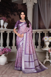 Handloom Silk Lavender Pashmina Digital Print Saree With Unstiched Blouse Piece-MWPK-298-LAVENDER